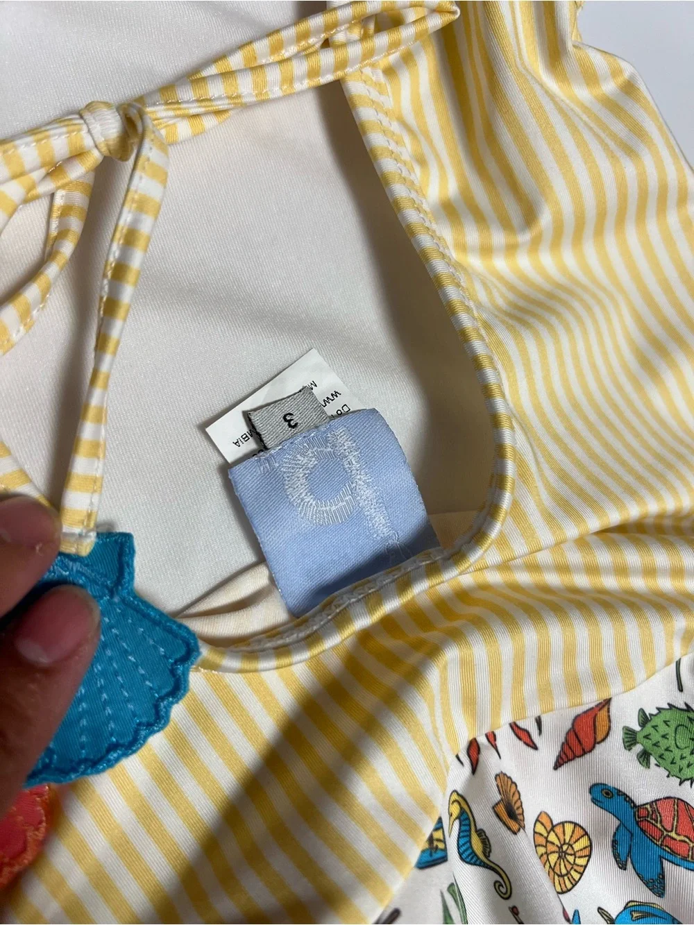 Gymboree Yellow Stripe One-Piece Swimsuit with Sea Life Patches